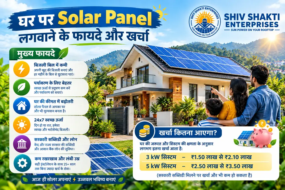 Ghar Par Solar Panel Lagwane Ke Fayde Aur Kharcha: 